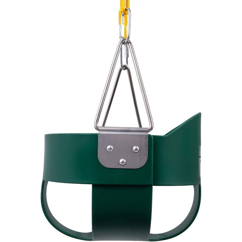 Flexible High Back Full Bucket Swings Seat with Chains (Green/Yellow)