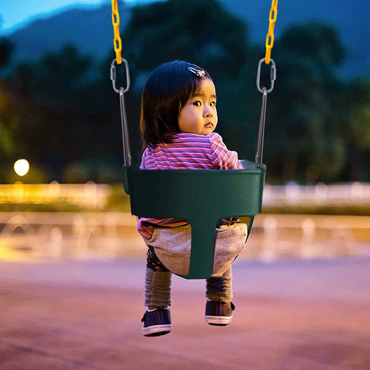 Flexible High Back Full Bucket Swings Seat with Chains (Green/Yellow)