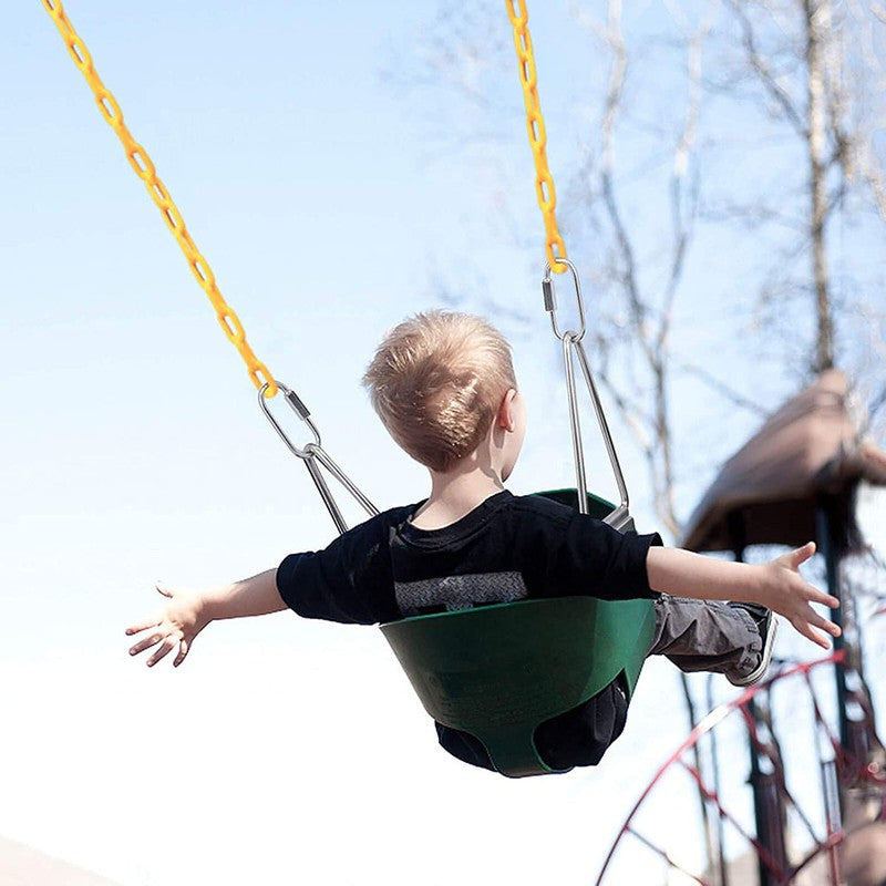 Flexible High Back Full Bucket Swings Seat with Chains (Green/Yellow)