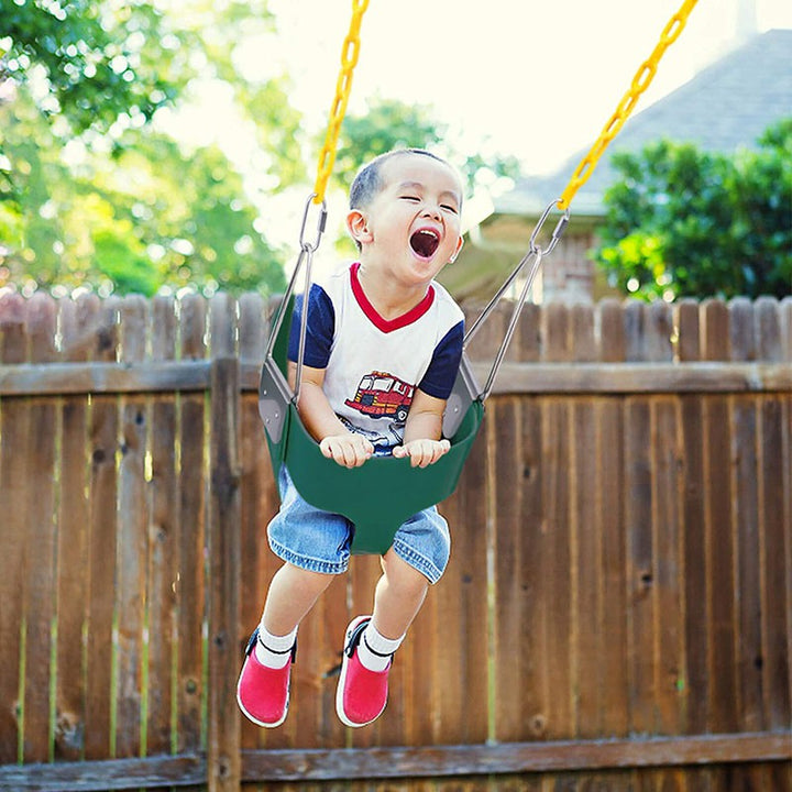 Flexible High Back Full Bucket Swings Seat with Chains (Green/Yellow)