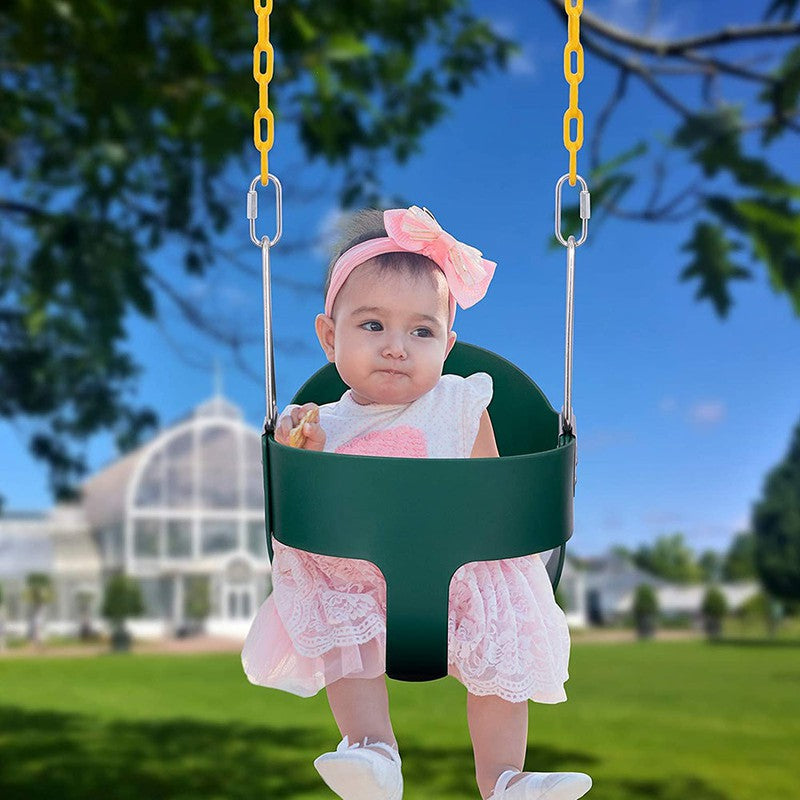 Flexible High Back Full Bucket Swings Seat with Chains (Green/Yellow)