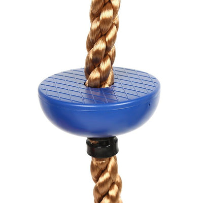 Platforms Disc Tree Swing Seat and Climbing Knot Rope with Carabiner Hook - Blue