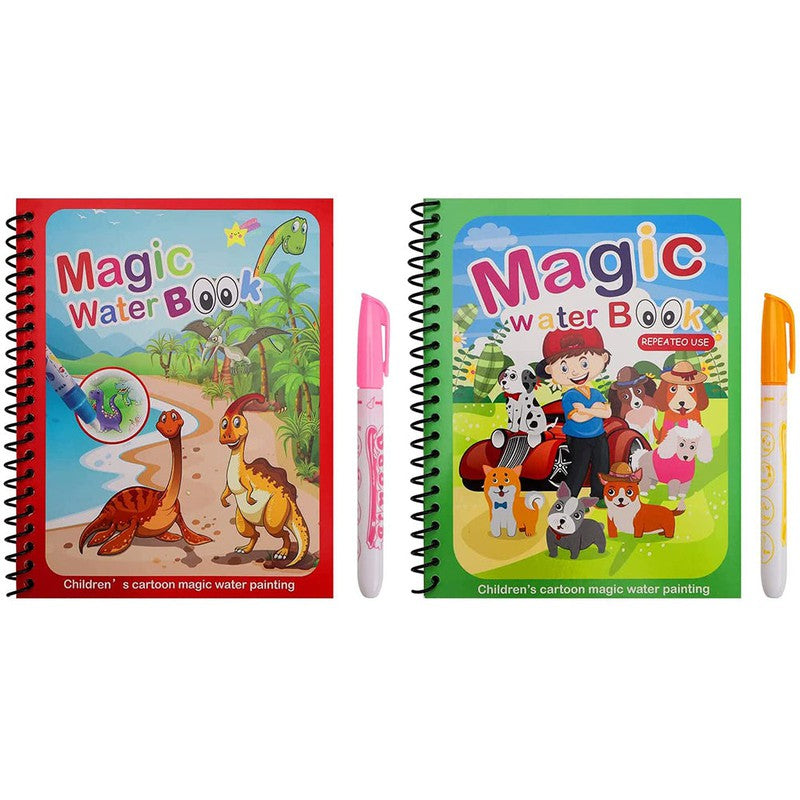 Quick Dry Re Usable Magic Coloring Water Book with Magic Pen (Pack of 2) - Assorted Colours