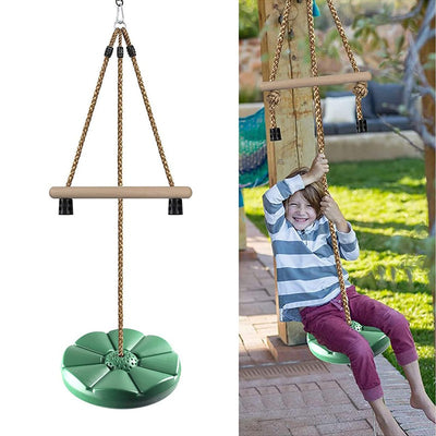 7 Feet Height Adjustable Gym Monkey Bars Disc Swing for Kids - Green