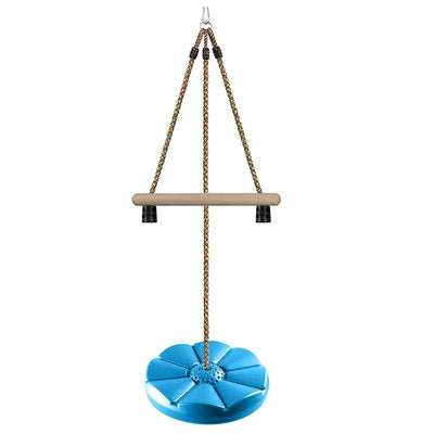 7 Feet Height Adjustable Gym Monkey Bars Disc Swing for Kids - Blue