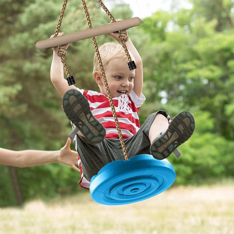 7 Feet Height Adjustable Gym Monkey Bars Disc Swing for Kids - Blue