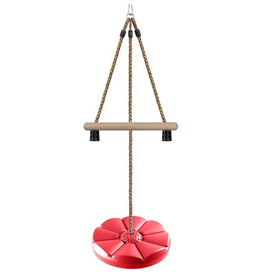 7 Feet Height Adjustable Gym Monkey Bars Disc Swing for Kids - Red