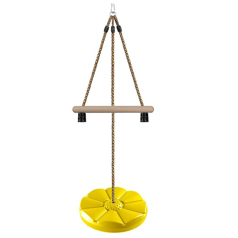 7 Feet Height Adjustable Gym Monkey Bars Disc Swing for Kids - Yellow