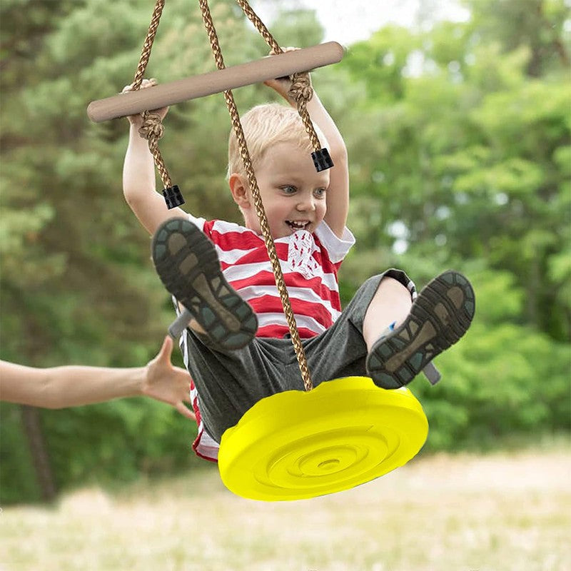 7 Feet Height Adjustable Gym Monkey Bars Disc Swing for Kids - Yellow