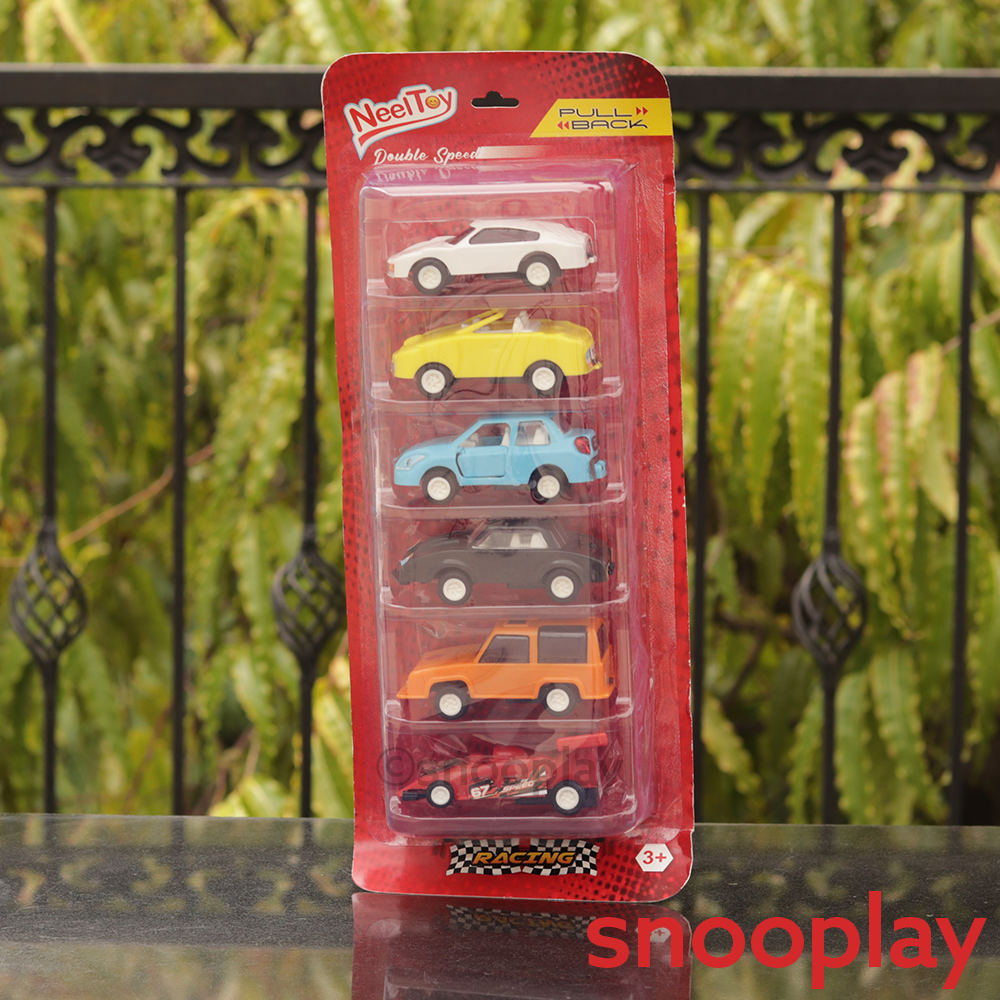 Pack of 6 Double Speed Pull Back Toy Cars