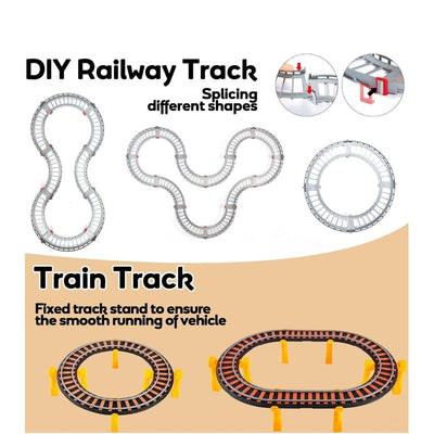 Rail Vehicle Set Toy | City Passenger Train with Rails and Rich Accessories