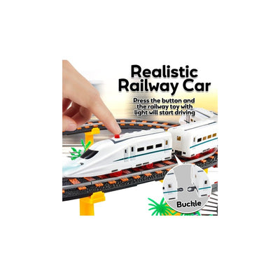 Rail Vehicle Set Toy | City Passenger Train with Rails and Rich Accessories