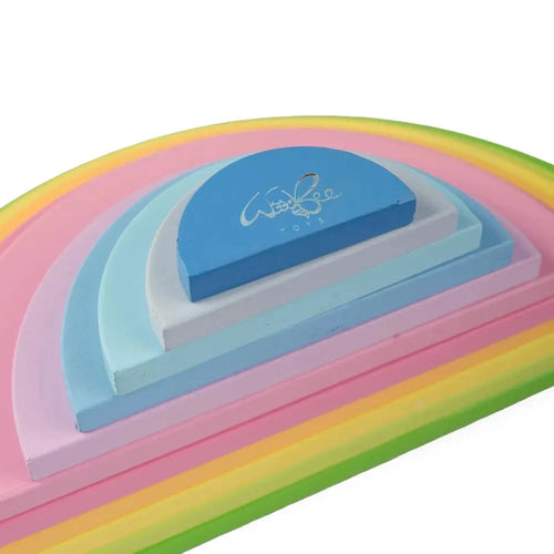 WoodBee Toys Rainbow 12 Pieces Semicircle Wooden Playset