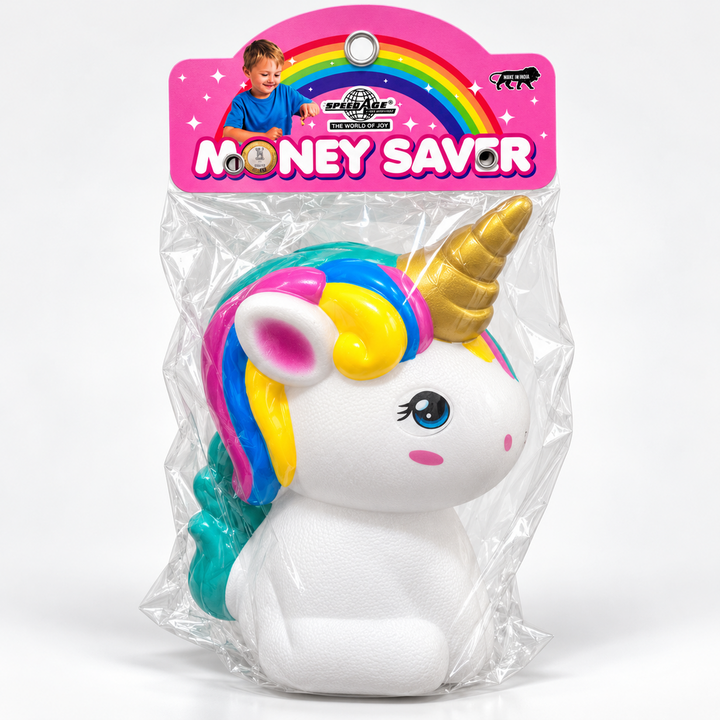 Speedage Unicorn Money Bank | Cute Rainbow Unicorn Shaped Piggy Bank for Kids | Coin Saving Toy for Girls & Boys