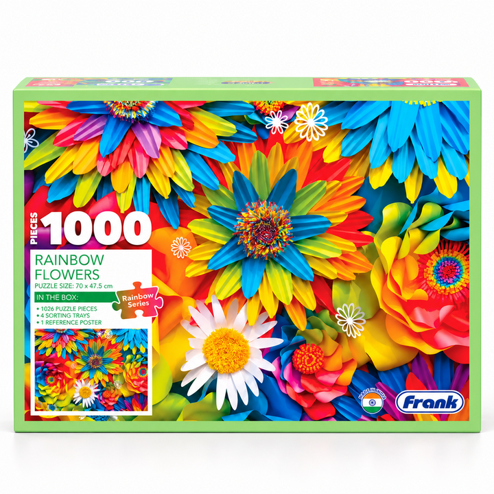 Frank Rainbow Flowers 1000-Piece Jigsaw Puzzle | Colourful Floral Puzzle for Adults & Teens
