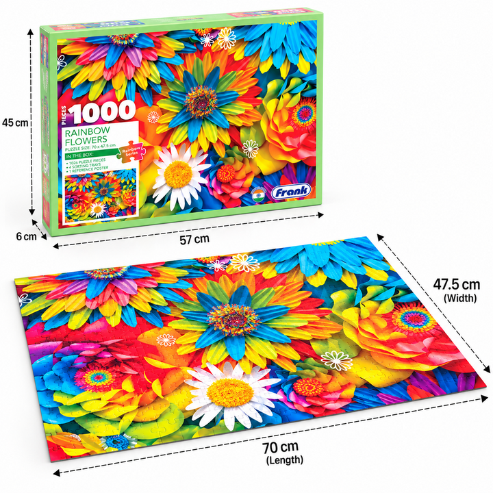 Frank Rainbow Flowers 1000-Piece Jigsaw Puzzle | Colourful Floral Puzzle for Adults & Teens