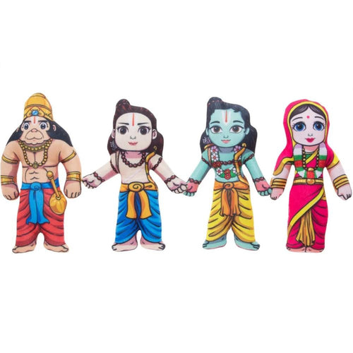 Little Canvas Ram Darbaar Plush Dolls -Set of 4 | Lord Ram, Sita, Lakshman & Hanuman | Festive Gifting