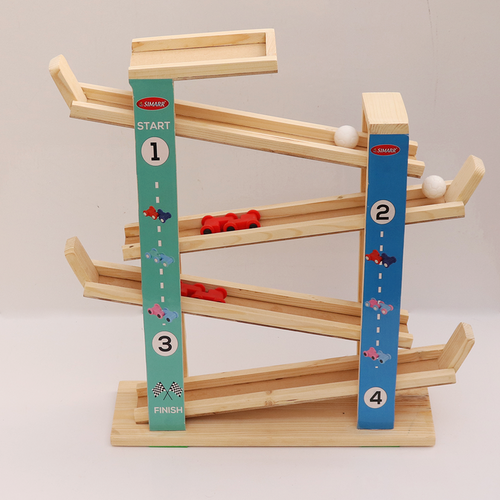 Simarr Wooden Ramp Racer Track Set with 2 Cars & Balls (3-6 Years)