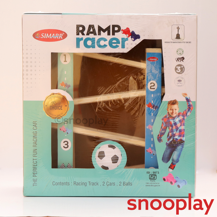 Simarr Wooden Ramp Racer Track Set with 2 Cars & Balls (3-6 Years)