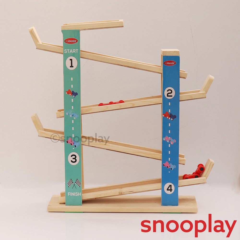 Simarr Wooden Ramp Racer Track Set with 2 Cars & Balls (3-6 Years)
