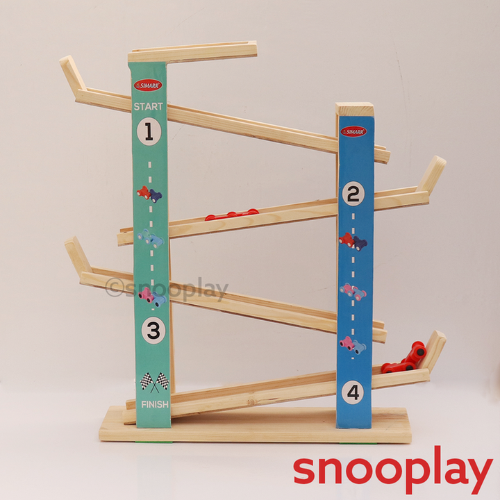 Simarr Wooden Ramp Racer Track Set with 2 Cars & Balls (3-6 Years)