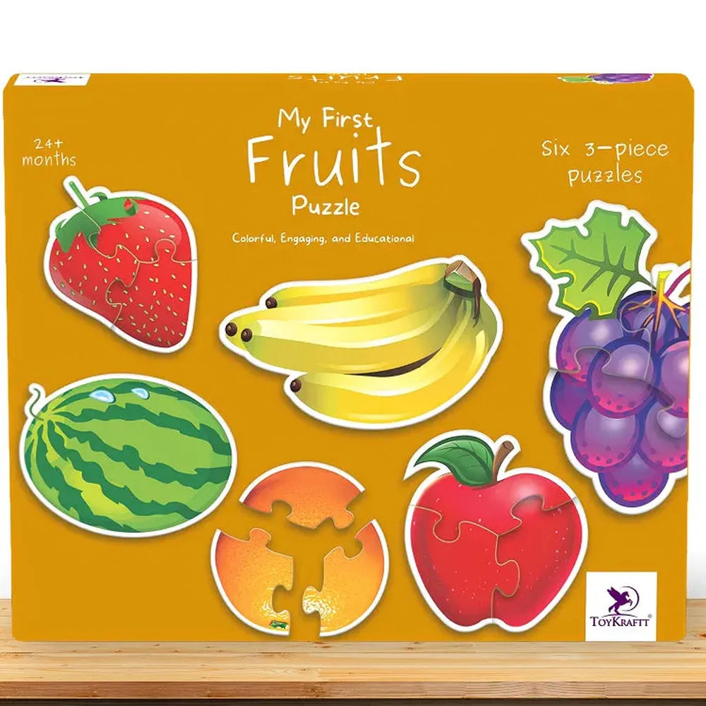 Toykraft My First Fruits 3-Piece Floor Puzzles – Chunky, Educational Toddler Puzzles