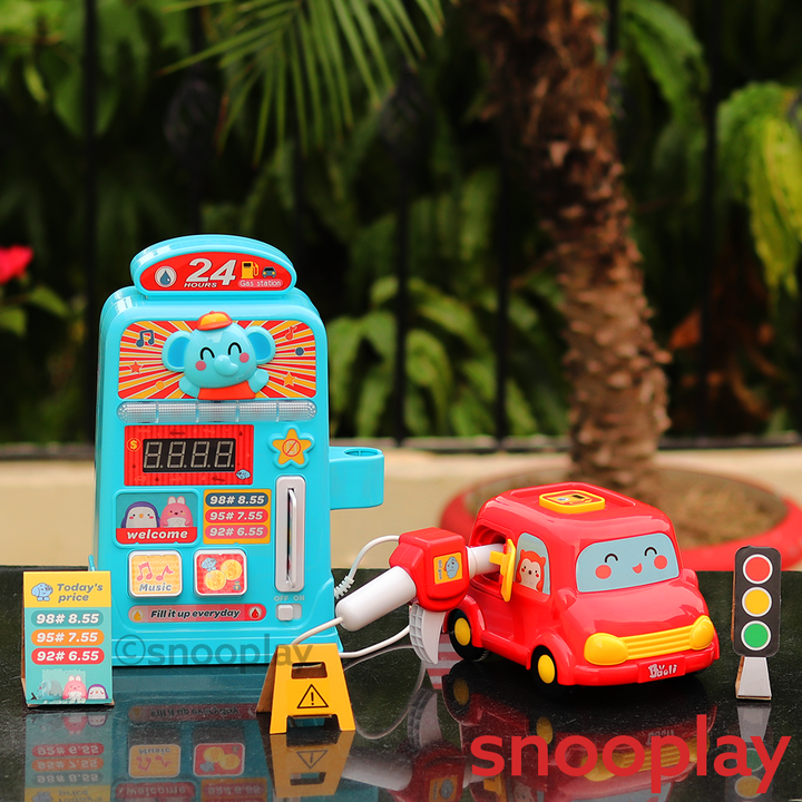 Electronic & Realistic Petrol Pump Gas Station Set (Pretend Play Set) | Battery Operated - Assorted Colors