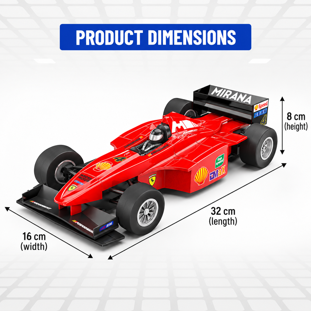 Mirana Rechargeable RC Formula 1 Super Car with Bluetooth Speaker | 1:16 Scale Model | Remote & App Controlled Racing Toy