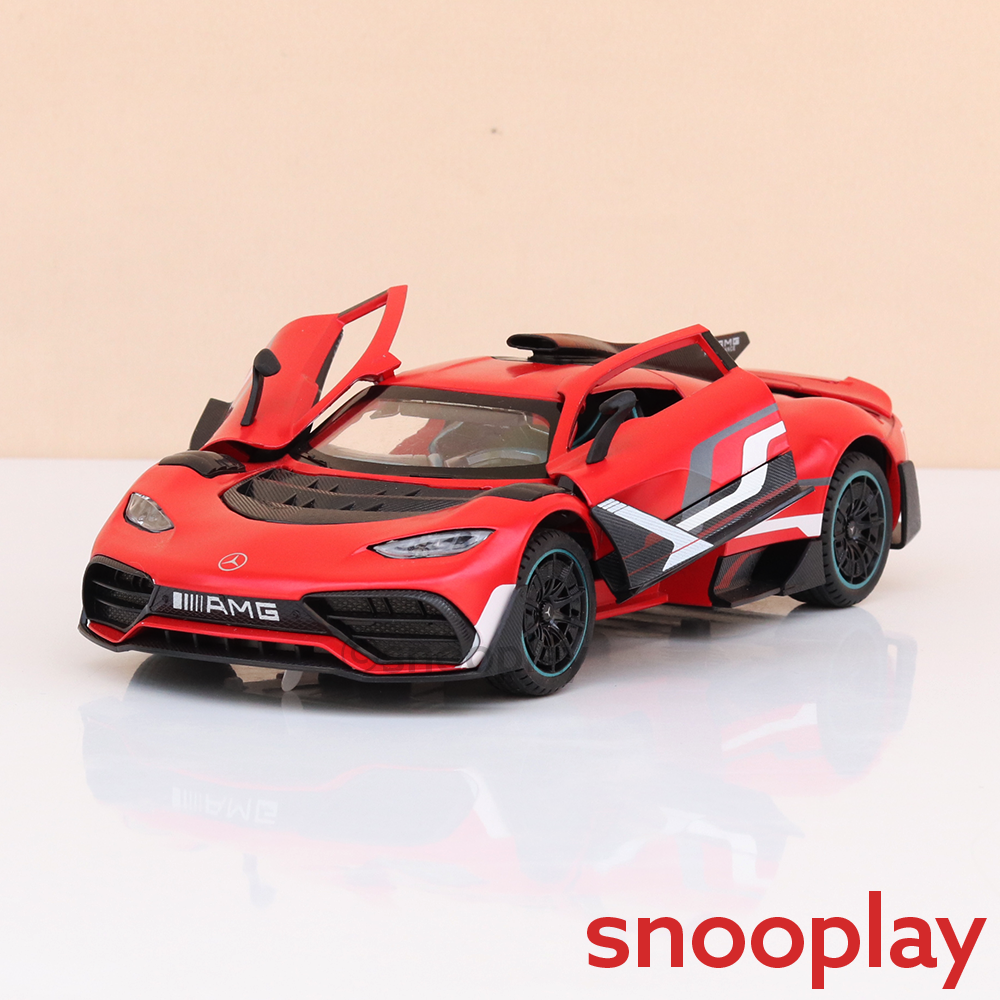 BIG fun Toys Resembling Mercedes-AMG ONE Diecast Car - Pullback, Openable Parts, Light & Sound | 1:24 Scale (3 Years till Grown Ups) | Assorted Colors
