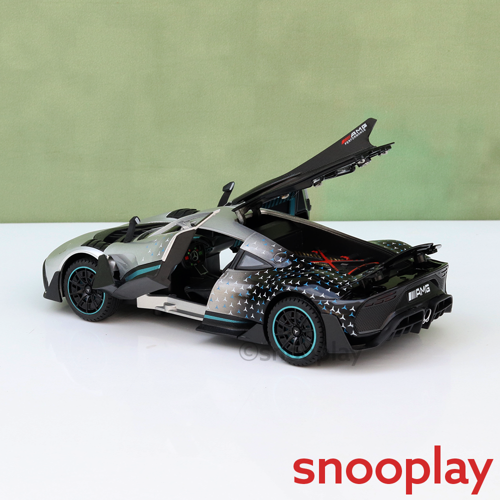 BIG fun Toys Resembling Mercedes-AMG ONE Diecast Car - Pullback, Openable Parts, Light & Sound | 1:24 Scale (3 Years till Grown Ups) | Assorted Colors