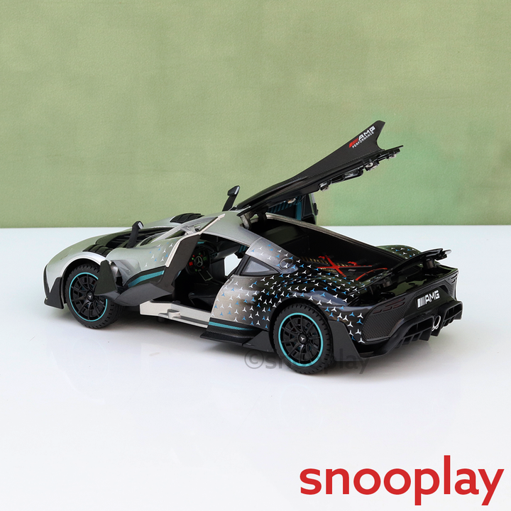 BIG fun Toys Resembling Mercedes-AMG ONE Diecast Car - Pullback, Openable Parts, Light & Sound | 1:24 Scale (3 Years till Grown Ups) | Assorted Colors