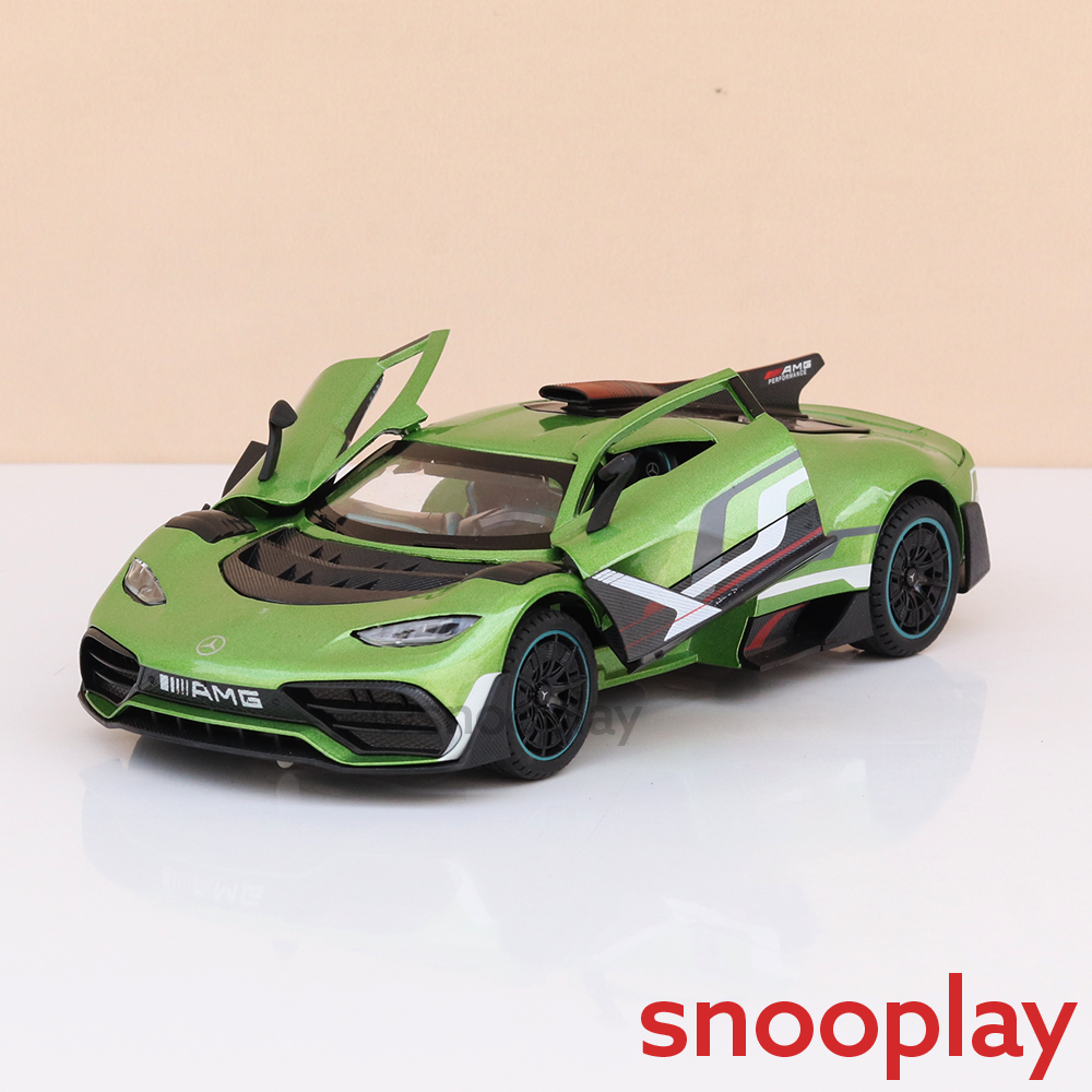 BIG fun Toys Resembling Mercedes-AMG ONE Diecast Car - Pullback, Openable Parts, Light & Sound | 1:24 Scale (3 Years till Grown Ups) | Assorted Colors