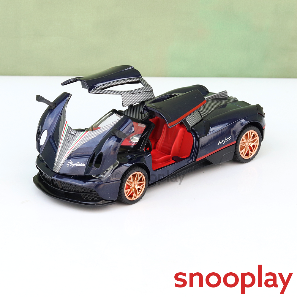 Big Fun Toys Resembling Pagani Huayra Diecast Car - Pullback, Openable Parts, Light & Sound | 1:32 Scale (3 Years till Grown Ups) | Assorted Colors
