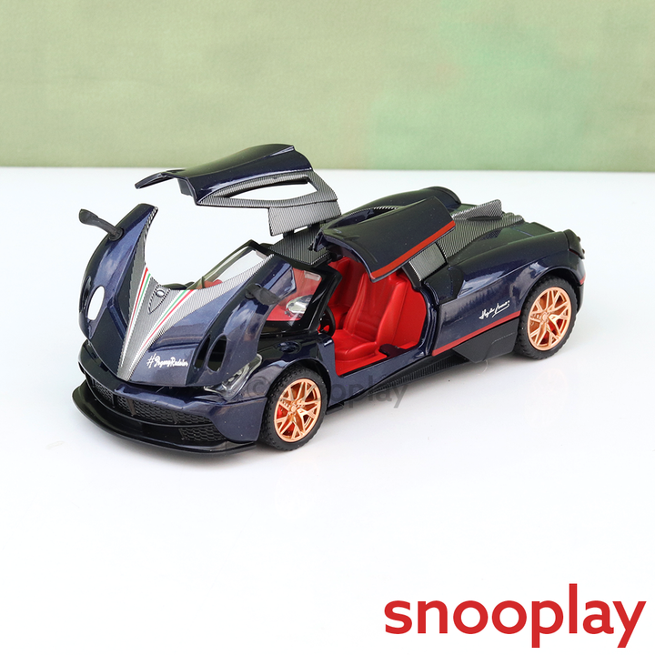 Big Fun Toys Resembling Pagani Huayra Diecast Car - Pullback, Openable Parts, Light & Sound | 1:32 Scale (3 Years till Grown Ups) | Assorted Colors