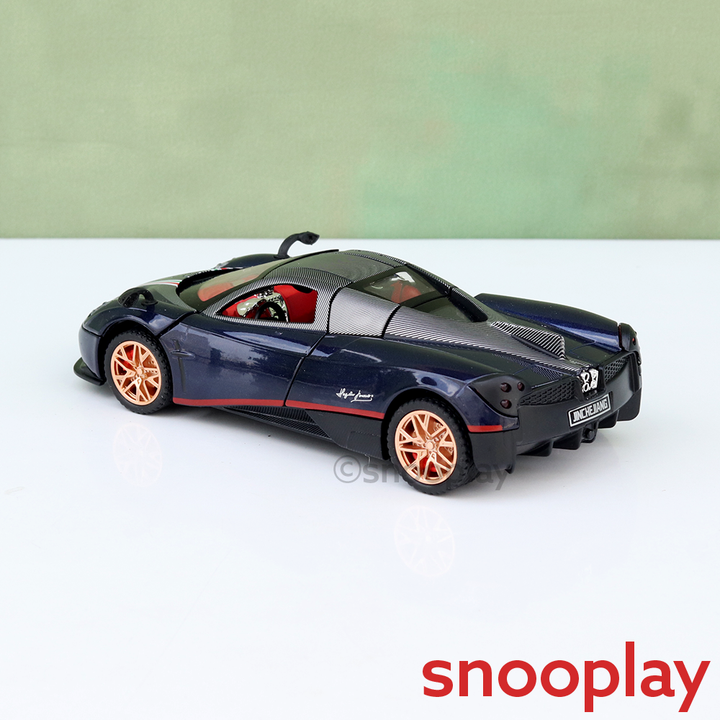 Big Fun Toys Resembling Pagani Huayra Diecast Car - Pullback, Openable Parts, Light & Sound | 1:32 Scale (3 Years till Grown Ups) | Assorted Colors