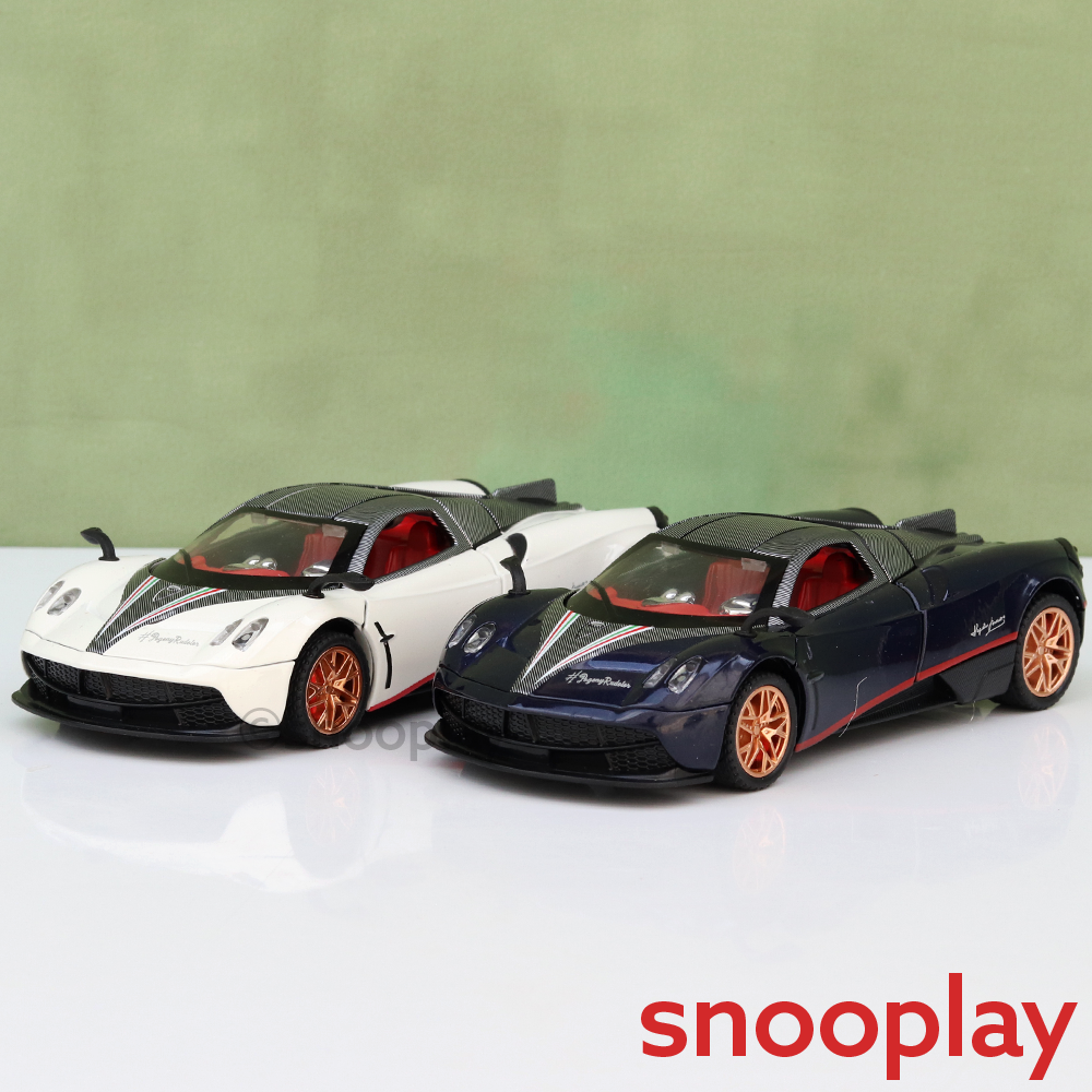Big Fun Toys Resembling Pagani Huayra Diecast Car - Pullback, Openable Parts, Light & Sound | 1:32 Scale (3 Years till Grown Ups) | Assorted Colors