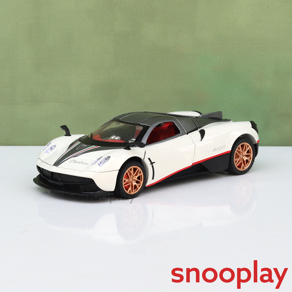 Big Fun Toys Resembling Pagani Huayra Diecast Car - Pullback, Openable Parts, Light & Sound | 1:32 Scale (3 Years till Grown Ups) | Assorted Colors