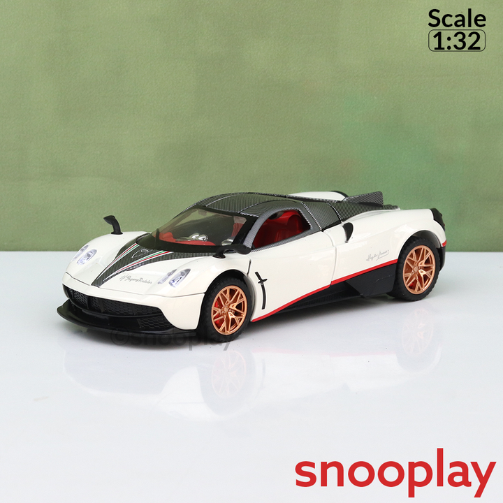 Big Fun Toys Resembling Pagani Huayra Diecast Car - Pullback, Openable Parts, Light & Sound | 1:32 Scale (3 Years till Grown Ups) | Assorted Colors