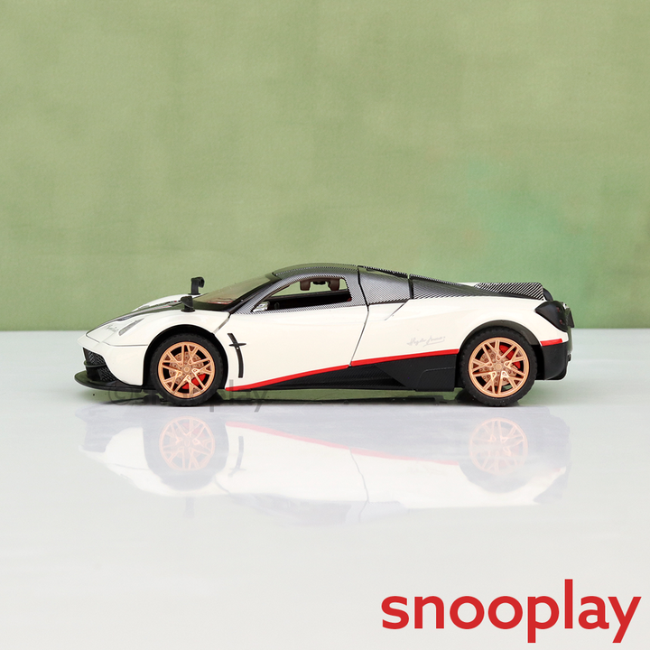 Big Fun Toys Resembling Pagani Huayra Diecast Car - Pullback, Openable Parts, Light & Sound | 1:32 Scale (3 Years till Grown Ups) | Assorted Colors