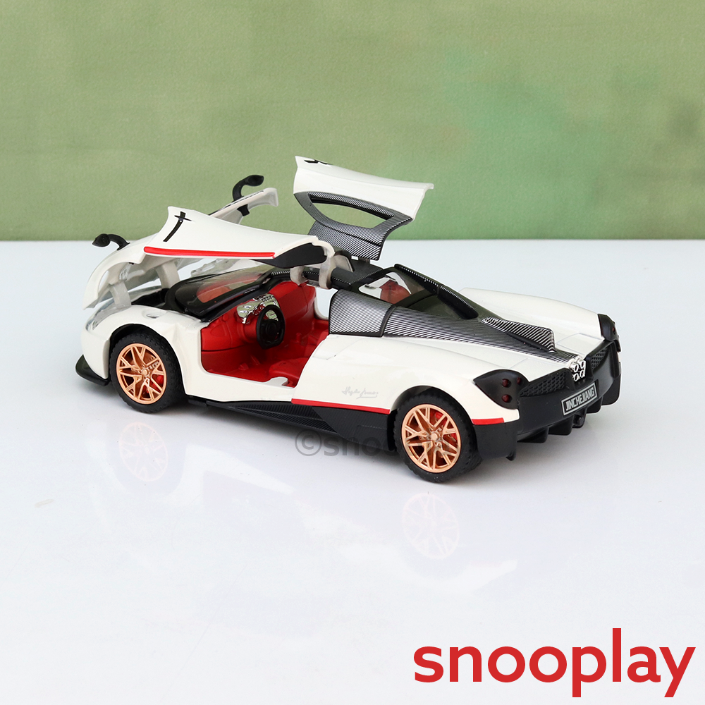 Big Fun Toys Resembling Pagani Huayra Diecast Car - Pullback, Openable Parts, Light & Sound | 1:32 Scale (3 Years till Grown Ups) | Assorted Colors