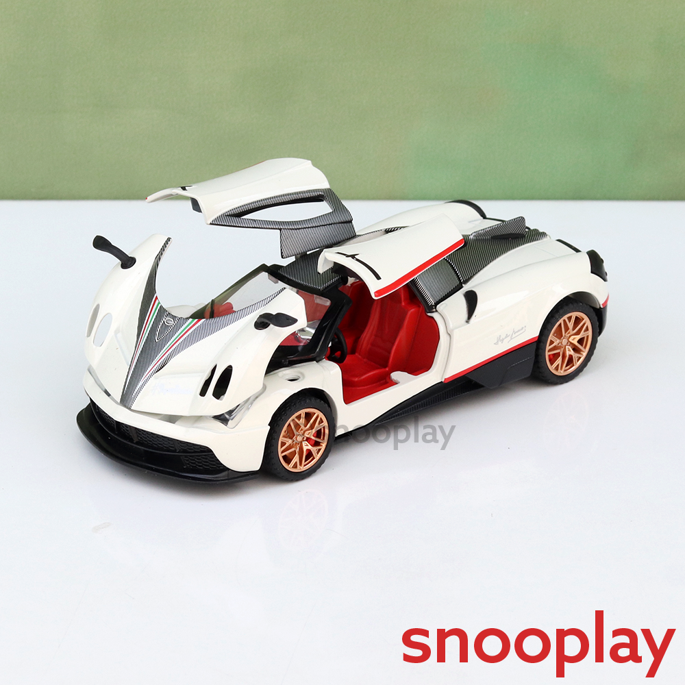 Big Fun Toys Resembling Pagani Huayra Diecast Car - Pullback, Openable Parts, Light & Sound | 1:32 Scale (3 Years till Grown Ups) | Assorted Colors