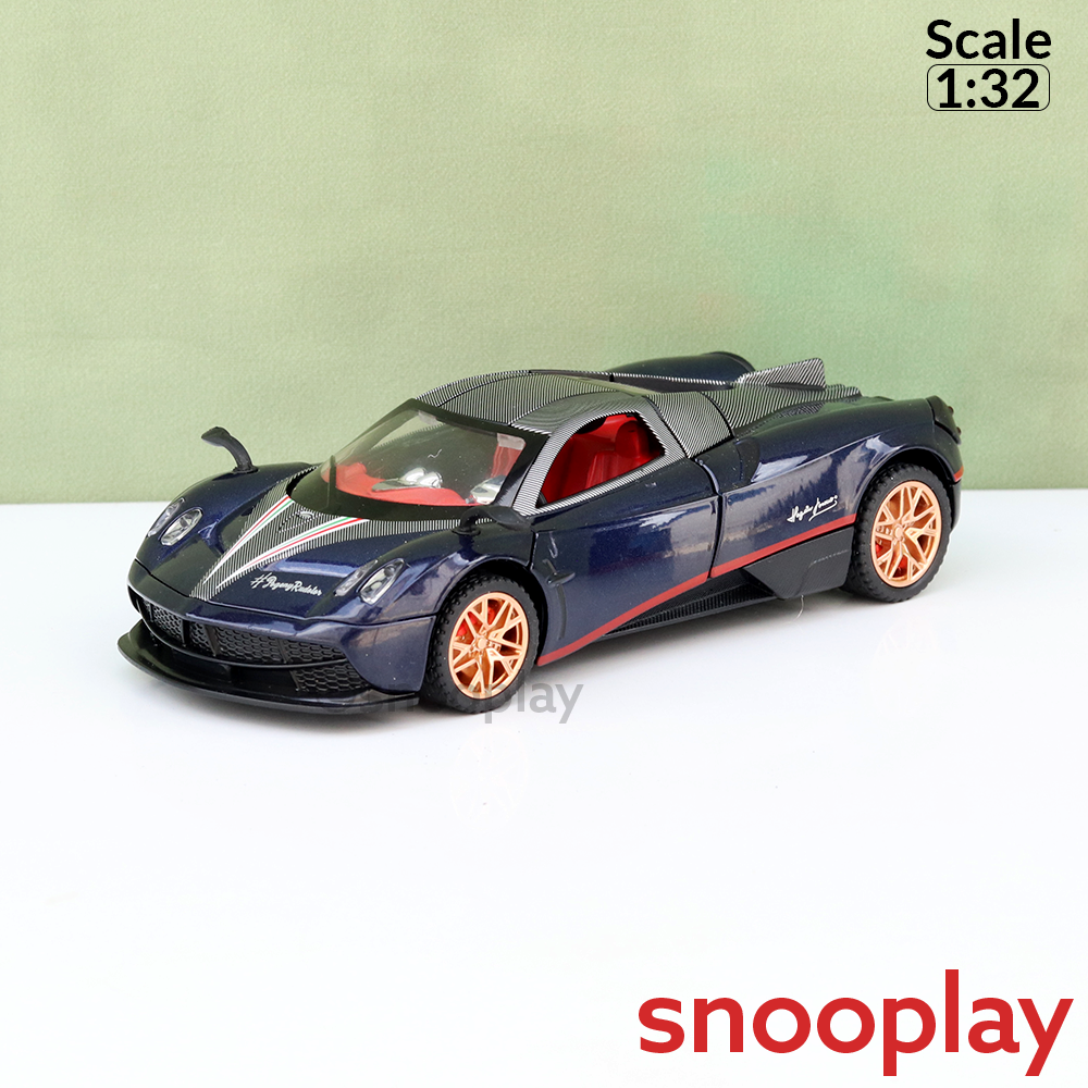 Big Fun Toys Resembling Pagani Huayra Diecast Car - Pullback, Openable Parts, Light & Sound | 1:32 Scale (3 Years till Grown Ups) | Assorted Colors