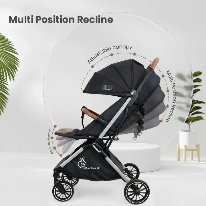 R for Rabbit Street Smart Auto Fold Stroller | Safety Certified, Travel Friendly, Breathable Mesh & 360-degree rotation