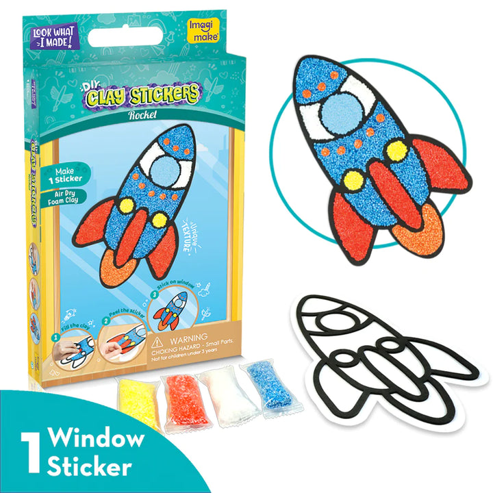 Clay Stickers - Rocket (DIY Craft Kit)