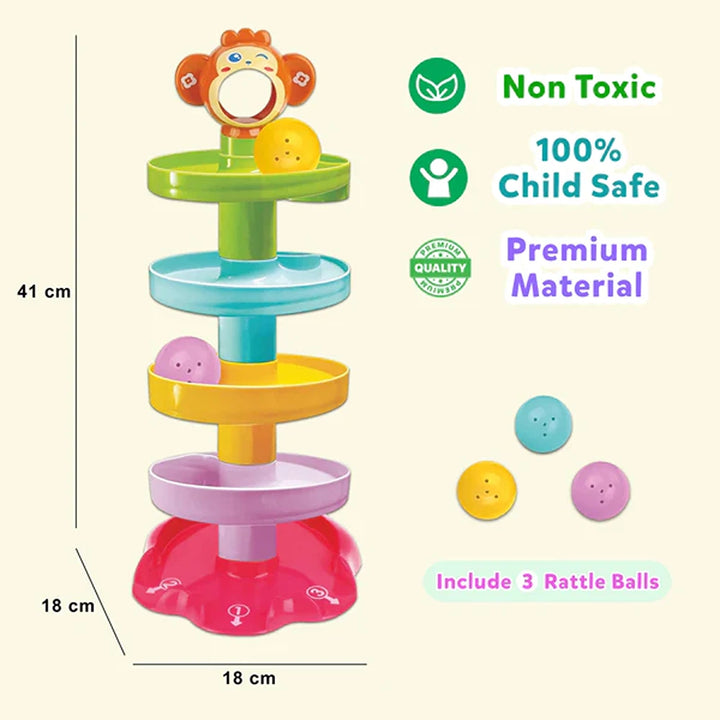 5 Layer Ball Drop and Roll Swirling Tower for Baby and Toddler Development