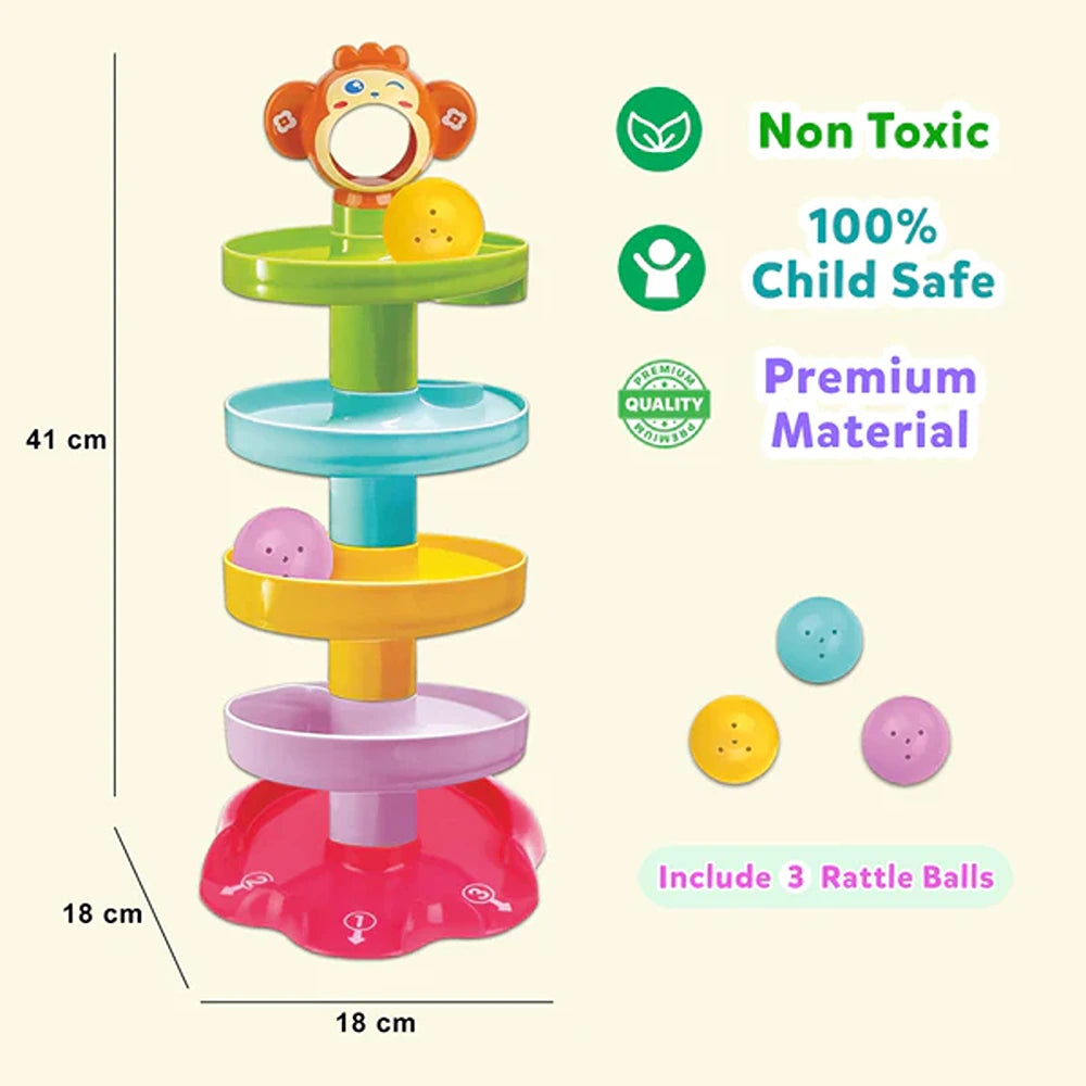 5 Layer Ball Drop and Roll Swirling Tower for Baby and Toddler Development