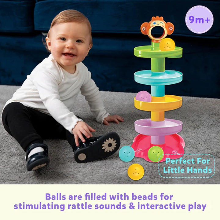 5 Layer Ball Drop and Roll Swirling Tower for Baby and Toddler Development