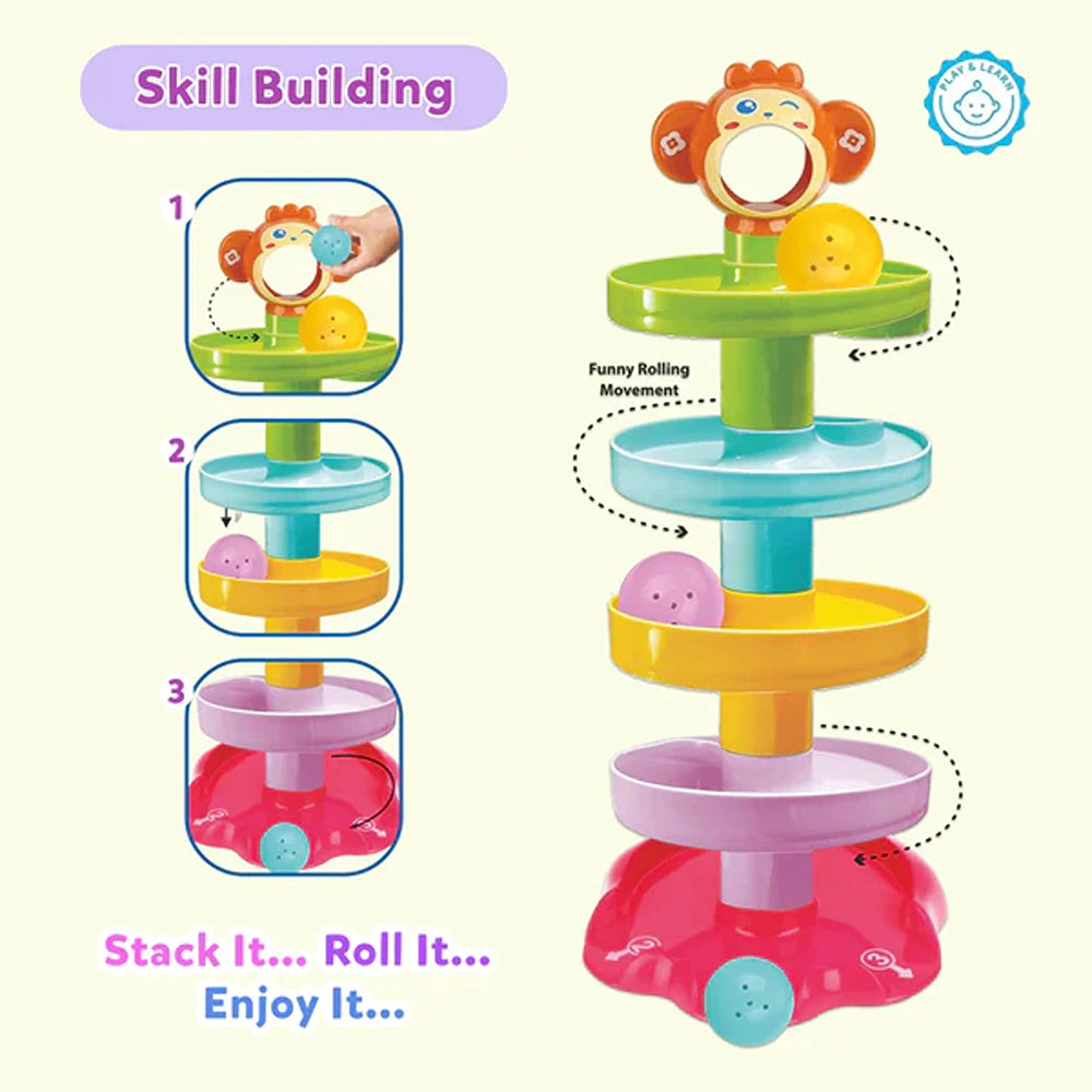 5 Layer Ball Drop and Roll Swirling Tower for Baby and Toddler Development