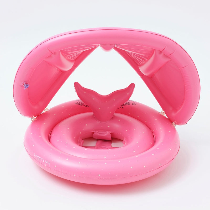 Inflatable Swimming Baby Float with canopy Ocean Treasure Rose - Pink