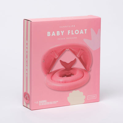 Inflatable Swimming Baby Float with canopy Ocean Treasure Rose - Pink